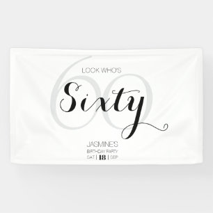 Schwarz-Weiße Moderne Elegante 60. Geburtstag Banner
