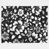 Schwarz Weiße Moderne Florale Blätter Wehen Fleecedecke (Vorderseite (Horizontal))