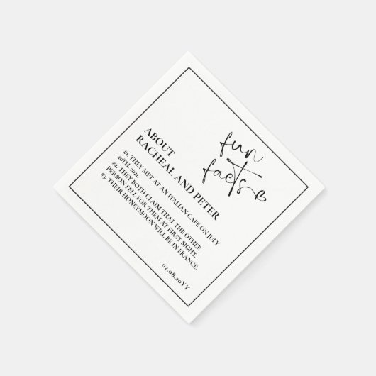 Schwarz-weiße moderne Fun-Fakten Herzensskriptcock Serviette (Ecke)