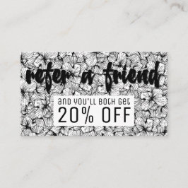 Schwarz-weiße moderne Hand gezeichnete Empfehlungskarte