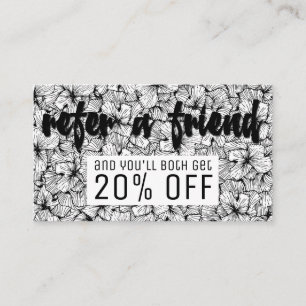 Schwarz-weiße moderne Hand gezeichnete Empfehlungskarte