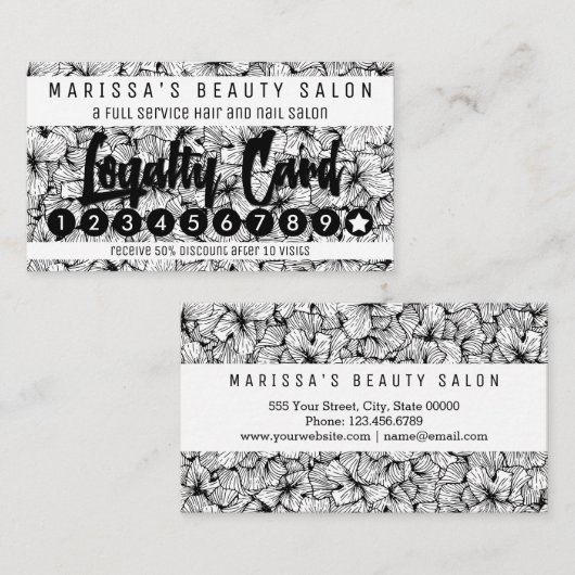 Schwarz-weiße moderne Hand gezeichnete Treuekarte (Vorne/Hinten)