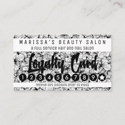 Schwarz-weiße moderne Hand gezeichnete Treuekarte (Vorderseite)