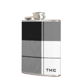 Schwarz-weiße moderne Karierte Initialen Preppy Ch Flachmann (Links)