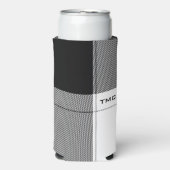 Schwarz-weiße moderne Karierte Initialen Preppy Ch Selters Dosenkühler (Seltzer Vorderseite)