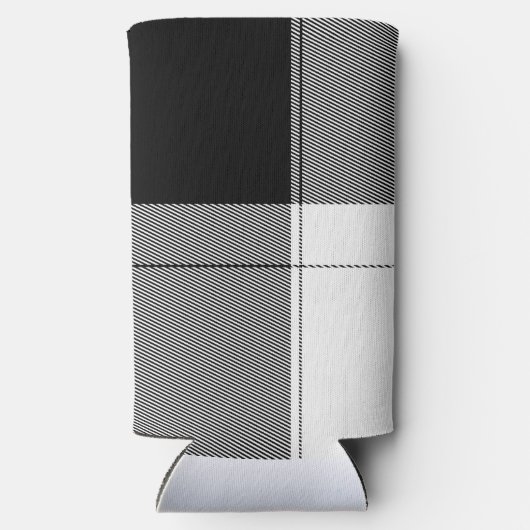 Schwarz-weiße moderne Karierte Initialen Preppy Ch Selters Dosenkühler (Rückseite)