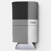 Schwarz-weiße moderne Karierte Initialen Preppy Ch Selters Dosenkühler (Vorderseite)