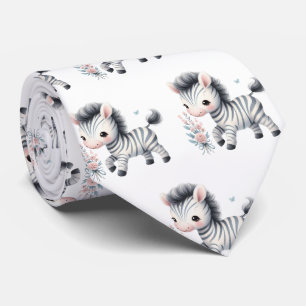 Schwarz-weiße moderne Kawaii süße Zebras Krawatte