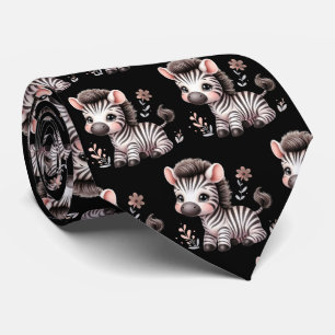 Schwarz-weiße moderne Kawaii süße Zebras Krawatte