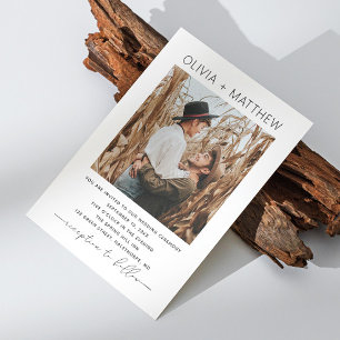 Schwarz-weiße moderne, minimalistische Hochzeit de Einladung