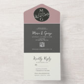 Schwarz-weiße moderne Monogramm-Hochzeit All In One Einladung (Innen Boden)