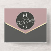 Schwarz-weiße moderne Monogramm-Hochzeit All In One Einladung (Rückseite)