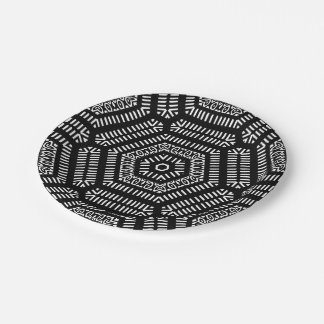 Schwarz-Weiße moderne Mudcloth-Papierplatte Pappteller