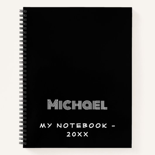Schwarz-weiße Moderne Notizblock (Vorderseite)