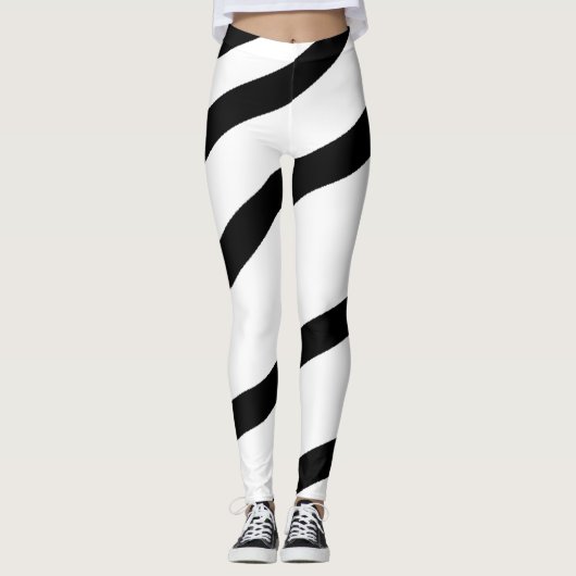 Schwarz-weiße moderne Streifen Leggings (Vorderseite)
