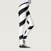 Schwarz-weiße moderne Streifen Leggings (Rechts)