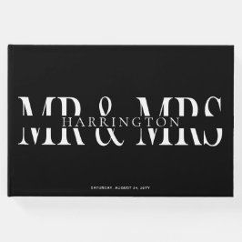 Schwarz-weiße moderne Typografie Mr. & Mrs. Weddin Gästebuch