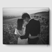 Schwarz-weiße moderne Typografie Mr. & Mrs. Weddin Gästebuch (Rückseite)