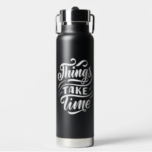 Schwarz-weiße moderne Typografie Trinkflasche