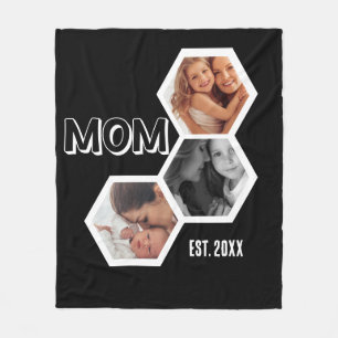 Schwarz-weiße Mom Established Hexagon 3 Foto Fleecedecke