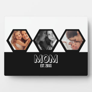 Schwarz-weiße Mom Established Hexagon 3 Foto Fotoplatte