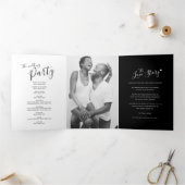 Schwarz-weiße Mono-Hochzeit Dreifach-gefaltete Programmkarte (Innenseite)
