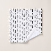 Schwarz-weiße monochrome Weihnachtsbaumen Minimal Badhandtuch Set (Waschlappen)
