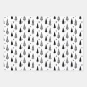 Schwarz-weiße monochrome Weihnachtsbaumen Minimal Geschenkpapier Set (Vorderseite)
