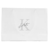 Schwarz-weiße Monogram Bridesmaid-Geschenktasche Große Geschenktüte (Rückseite)