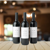 Schwarz-weiße Monogram Minimal einfache Grenzhochz Weinetikett