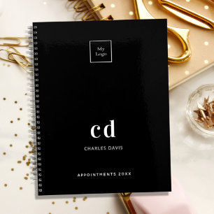 Schwarz-weiße Monogramm-Anfangsbuchstaben Geschäft Planer
