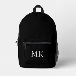 Schwarz-weiße Monogramm Bedruckter Rucksack