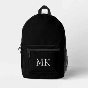Schwarz-weiße Monogramm Bedruckter Rucksack