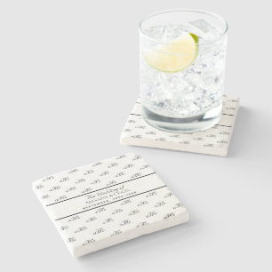 Schwarz-weiße Monogramm erste Hochzeit Speichern S Steinuntersetzer