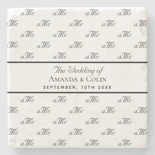 Schwarz-weiße Monogramm erste Hochzeit Speichern S Steinuntersetzer (Vorderseite)