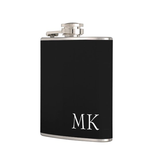 Schwarz-weiße Monogramm Flachmann (Links)