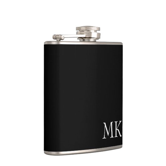 Schwarz-weiße Monogramm Flachmann (Rechts)