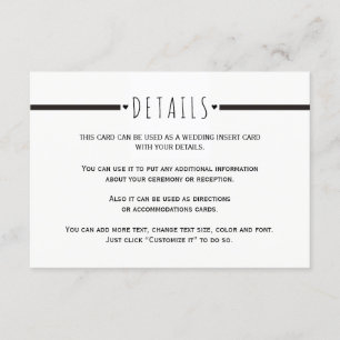 Schwarz-weiße monogramm Hochzeitdetails einfügen K Begleitkarte
