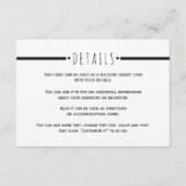 Schwarz-weiße monogramm Hochzeitdetails einfügen K Begleitkarte (Vorderseite)