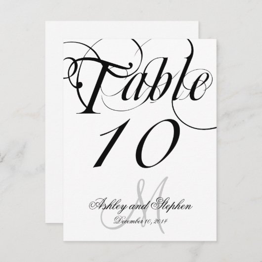 Schwarz-weiße Monogramm-Hochzeitkarten für Tischnu Einladungspostkarte (Vorne/Hinten)