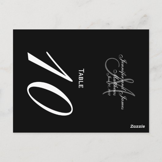 Schwarz-weiße Monogramm-Hochzeitkarten für Tischnu Postkarte (Rückseite)