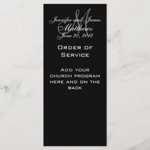 Schwarz-weiße Monogramm-Hochzeitsprogramme Programm