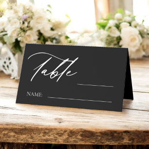 Schwarz-weiße Monogramm-Hochzeitstil-Tischnummer Platzkarte
