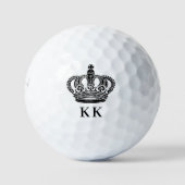 Schwarz-weiße Monogramm-Initialen der Königskrone Golfball (Vorderseite)