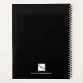 Schwarz-weiße Monogramm-Initialen elegant Planer (Rückseite)