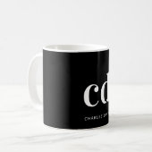 Schwarz-weiße Monogramm-Initialen für moderne Männ Kaffeetasse (Vorderseite Links)