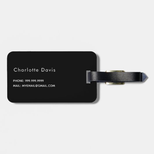 Schwarz-weiße Monogramm-Initialen Gepäckanhänger (Rückseite horizontal)