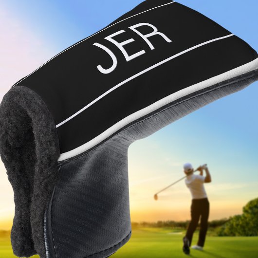Schwarz-weiße Monogramm-Initialen Golf Headcover