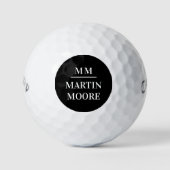 Schwarz-weiße Monogramm-Initialen Golfball (Vorderseite)
