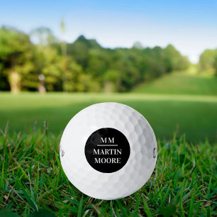 Schwarz-weiße Monogramm-Initialen Golfball